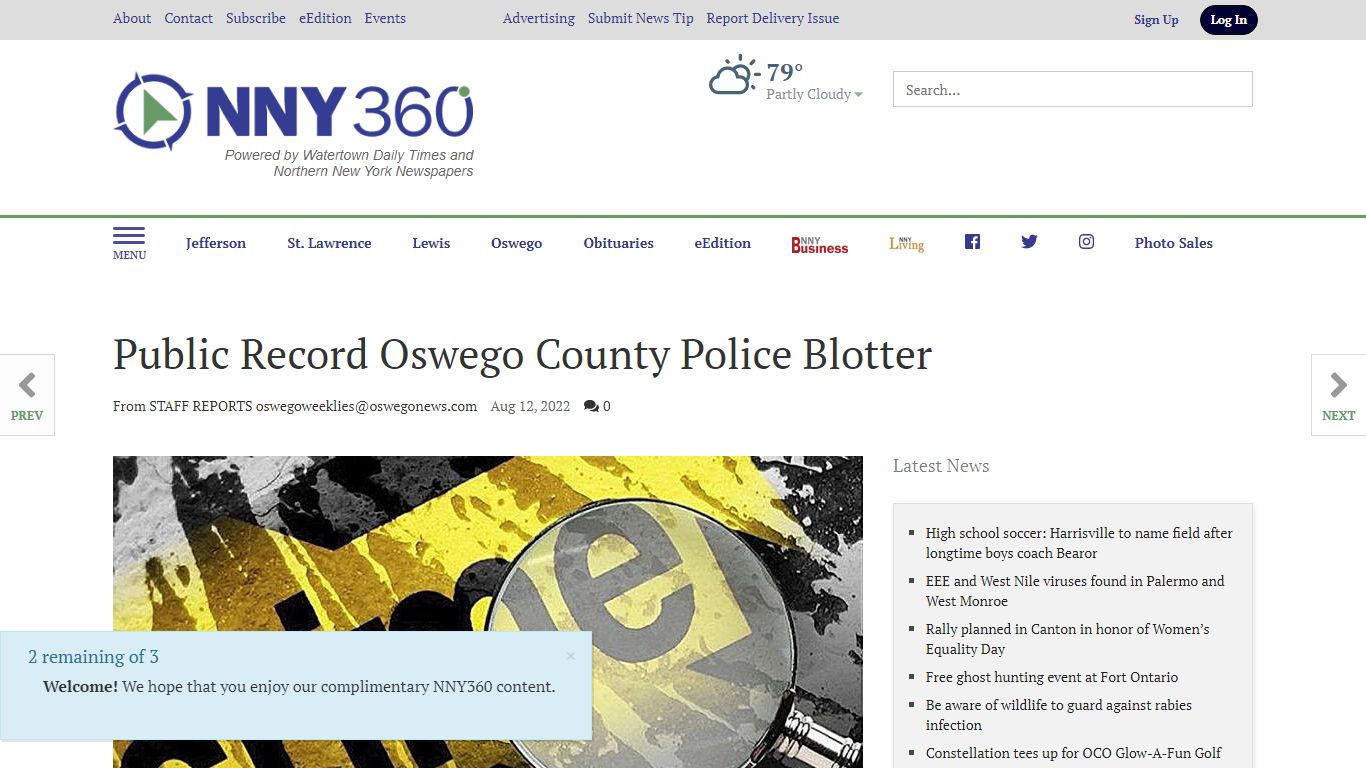 Public Record Oswego County Police Blotter | Oswego County | nny360.com